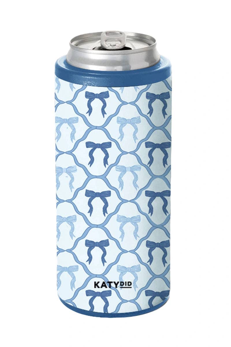 Blue Coquette Bows Slim Can Koozie