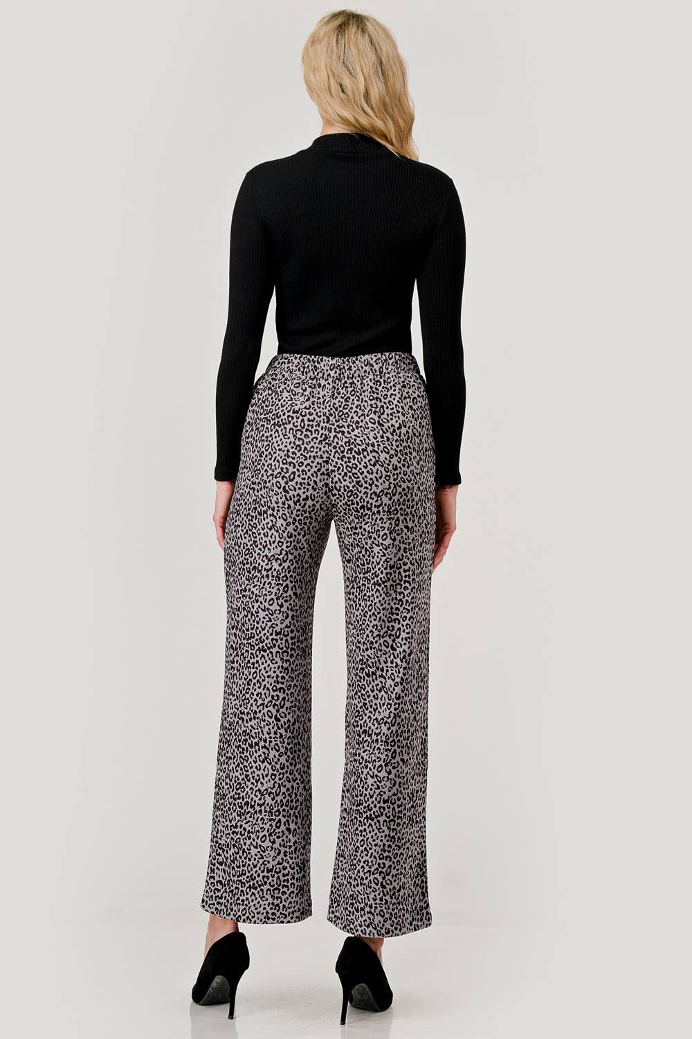 Mbp1004 Suede Feel Pull on Front Pocket Stretch Pant Leopard