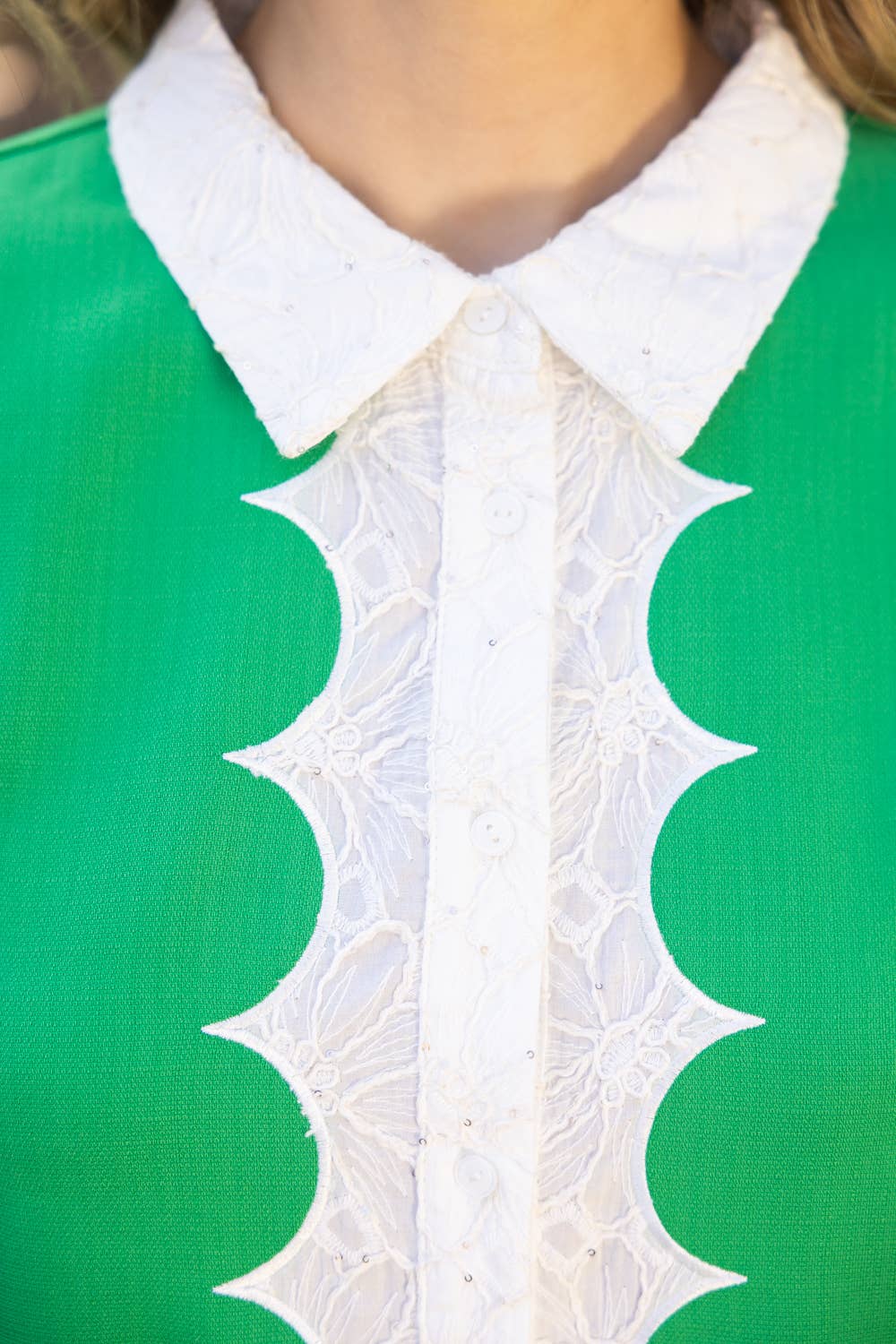 36274 Contrast Scallop Detailed Placket Mini Shirt Dress