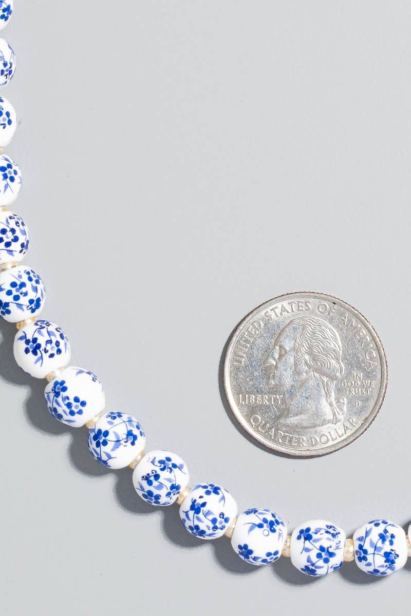 Floral Ceramic Beaded Chain Necklace