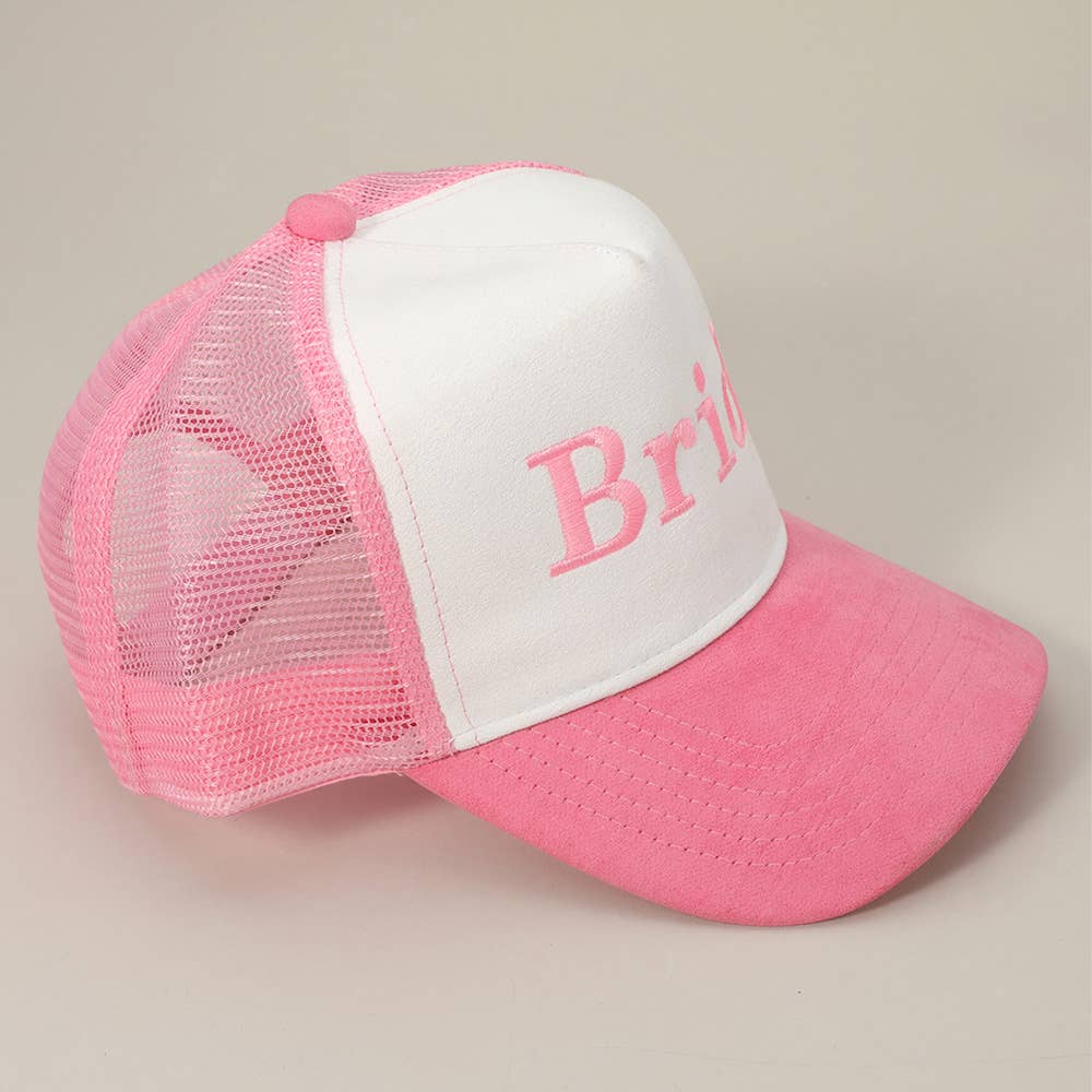 BRIDE Message Embroidered Mesh Back Suede Trucker Cap