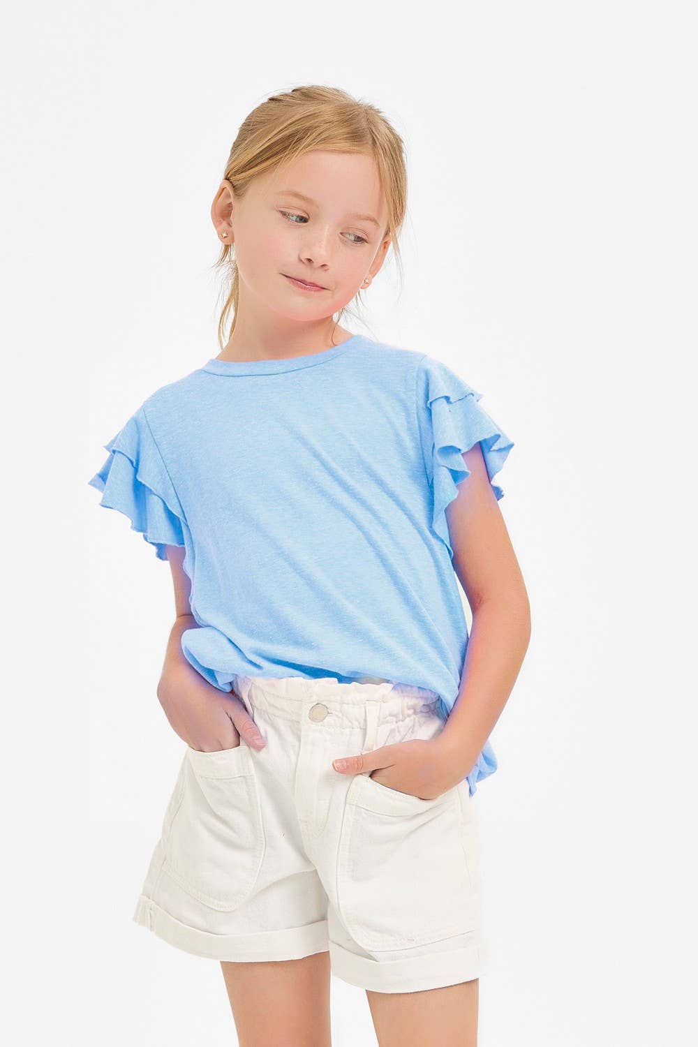 Tiered Flutter Sleeves Knit Top