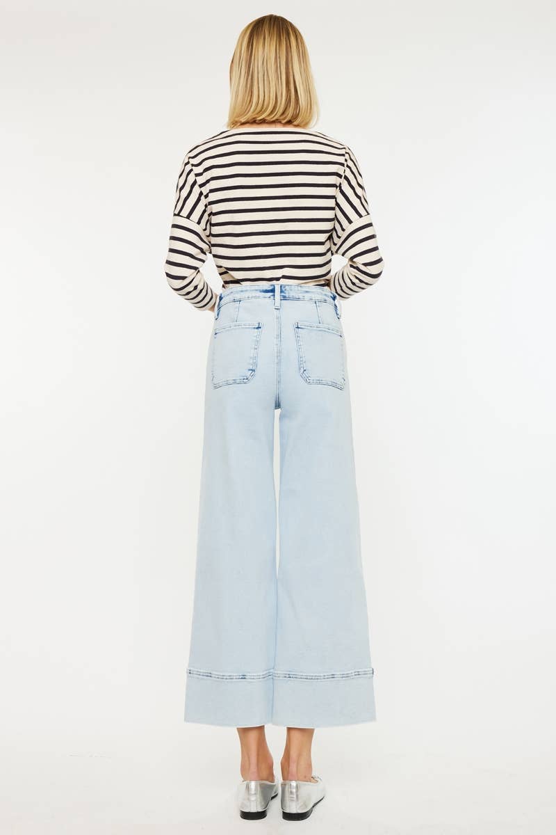 OPEN PACK HIGH RISE CROPPED WIDE LEG JEANS-KC20085L