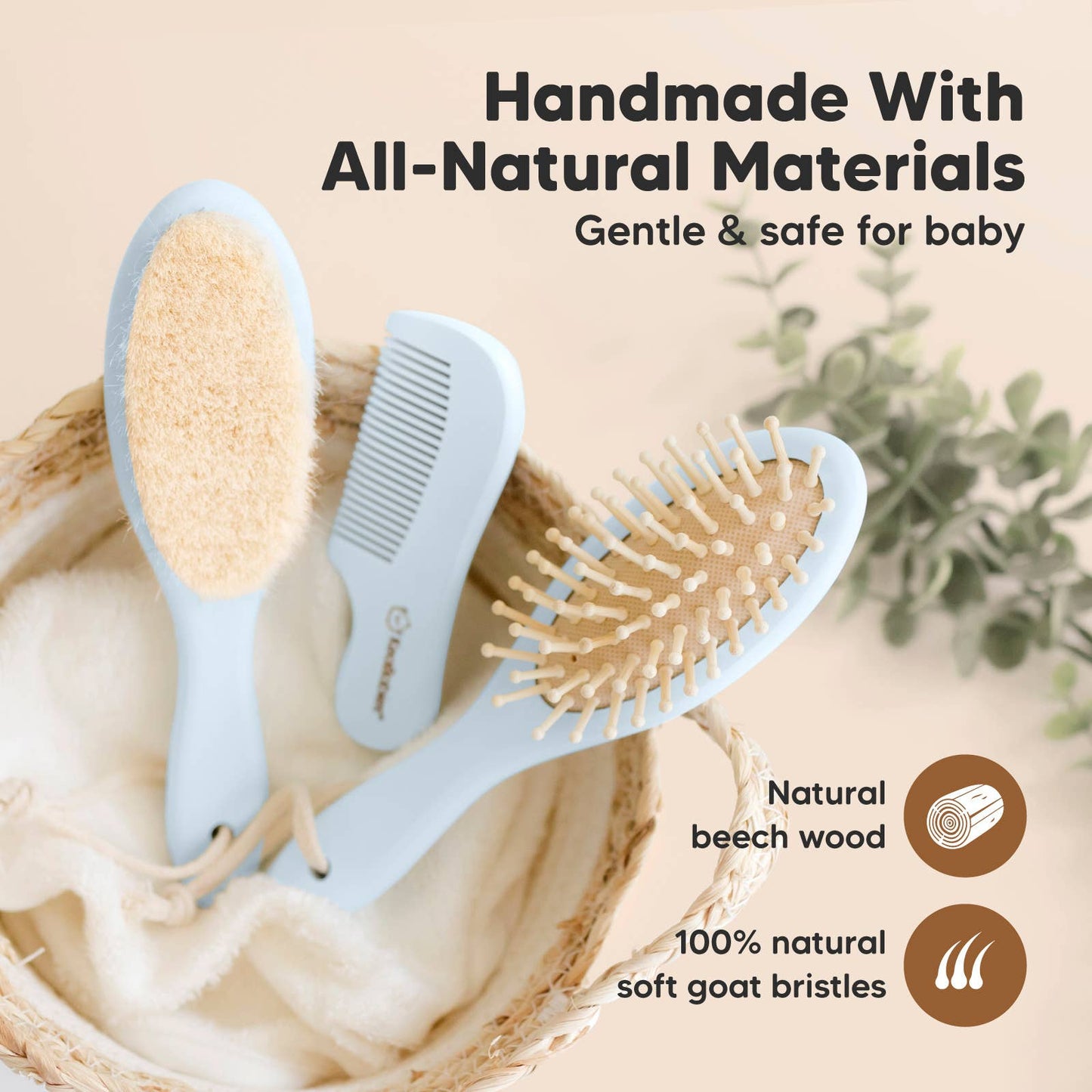 KeaBabies Baby Hair Brush and Comb Set