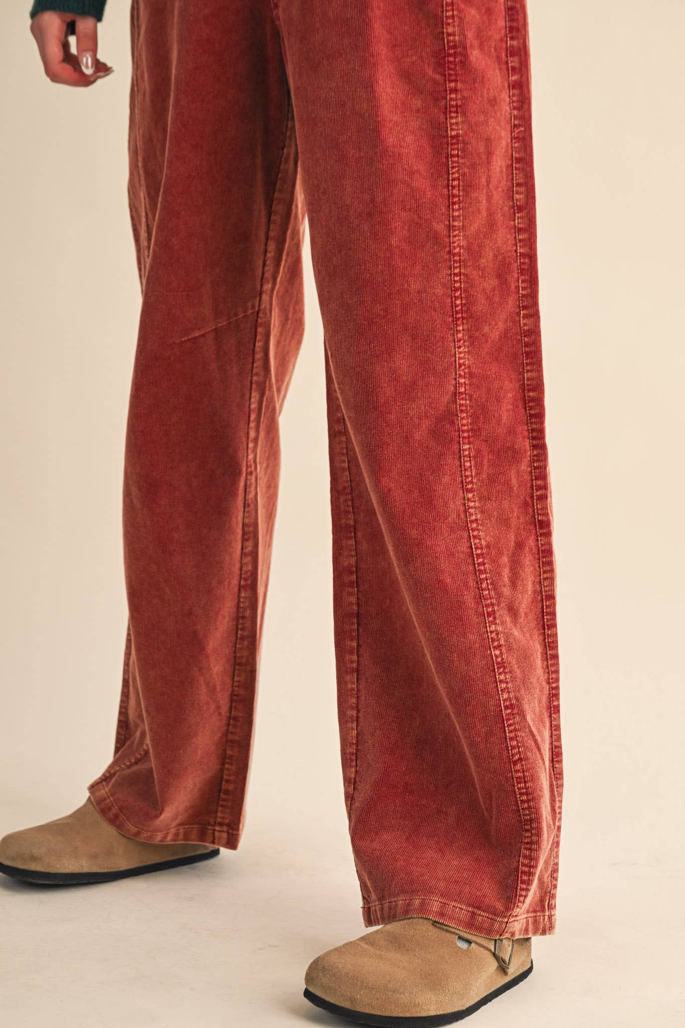 CORDUROY HIGH WAIST WIDE LEG PANTS MP4263