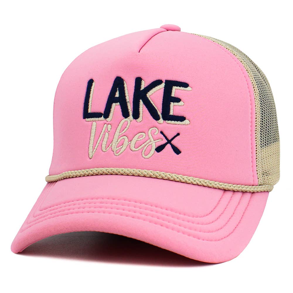 LAKE LIFE Message Embroidered Mesh Back Trucker Hat