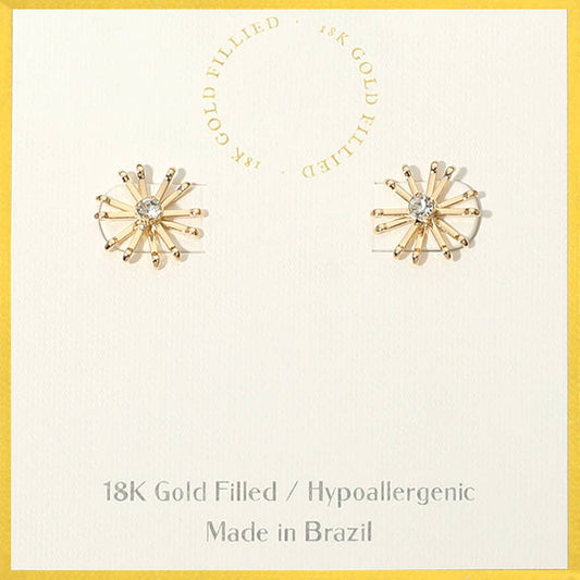 18K Gold Filled Hypoallergenic Stone Starburst Stud Earrings