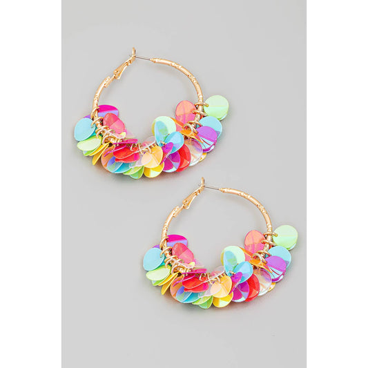 Shiny Multi Sequin Hoop Earrings