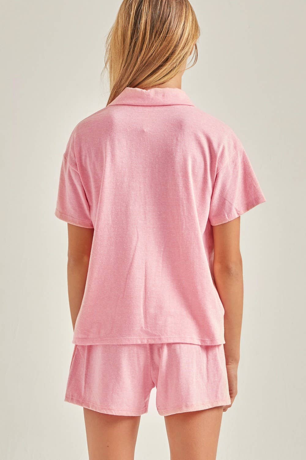 Collared Top and Shorts Matching Set
