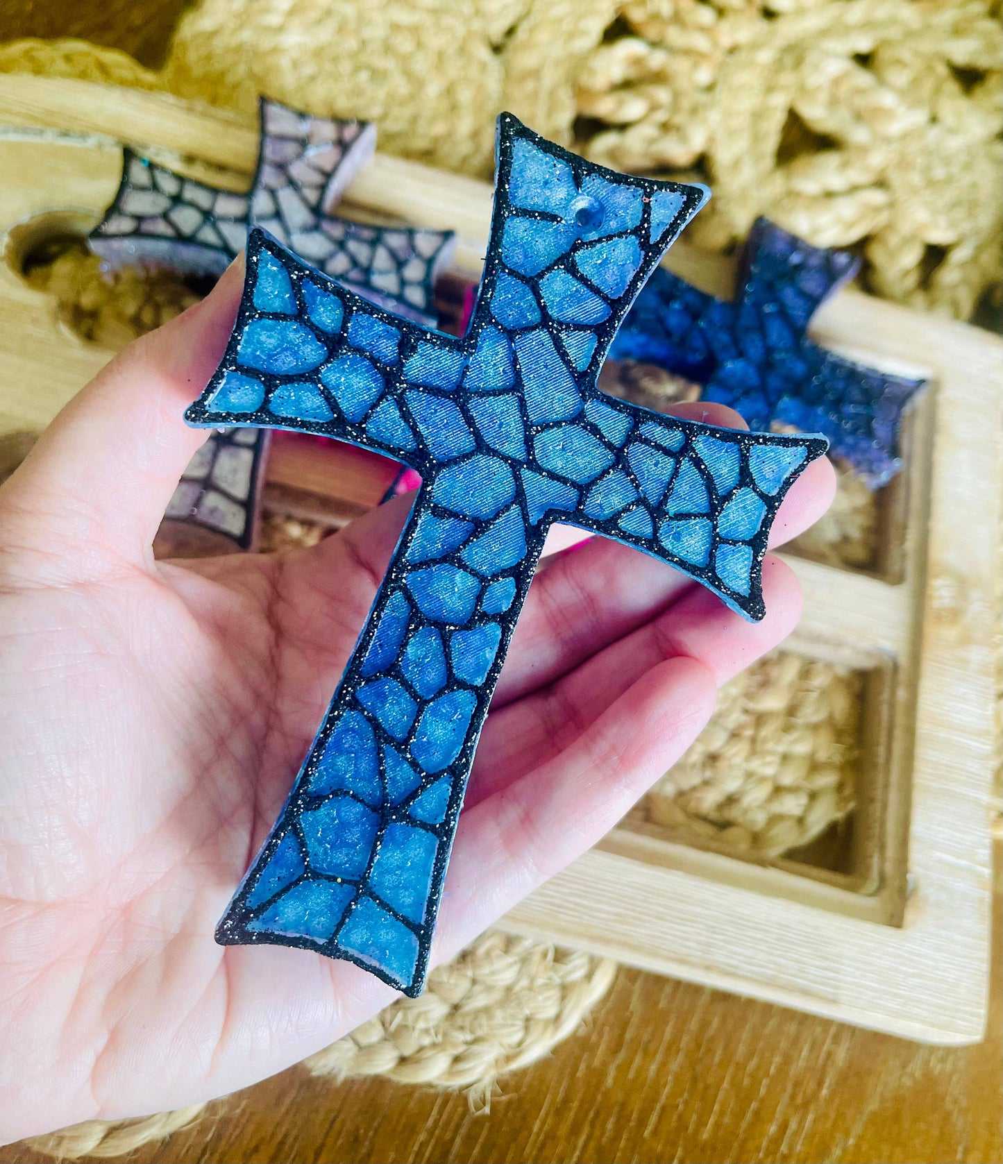 Stained Glass Cross Car Freshie 