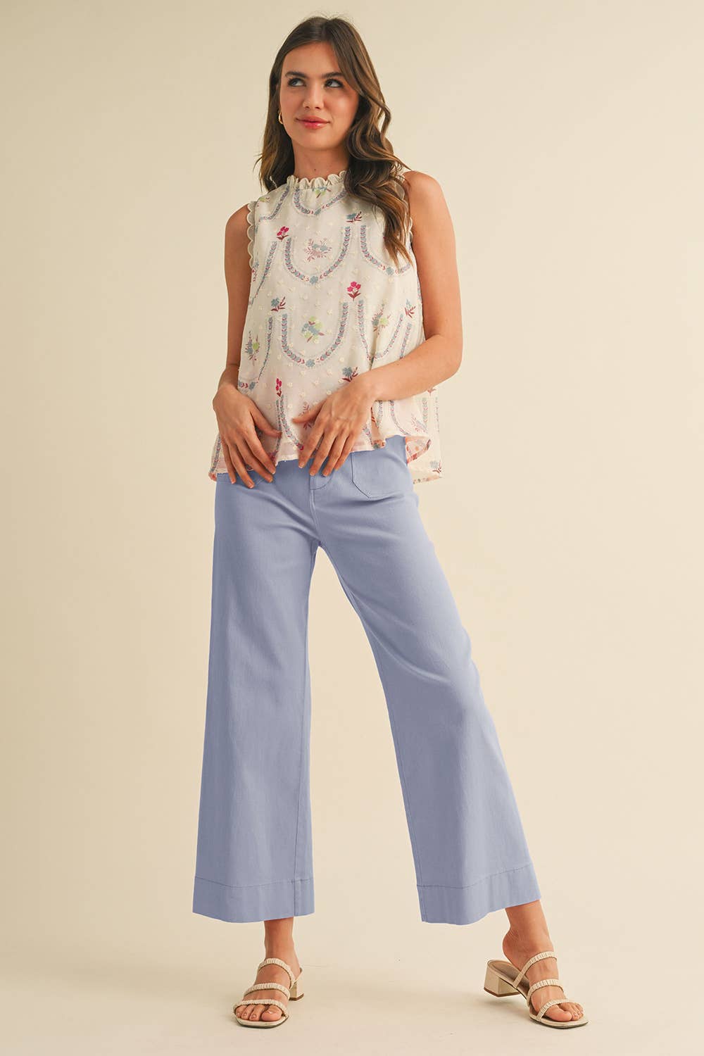 HIGH WAIST CROPPED WIDE LEG PANTS MP3303