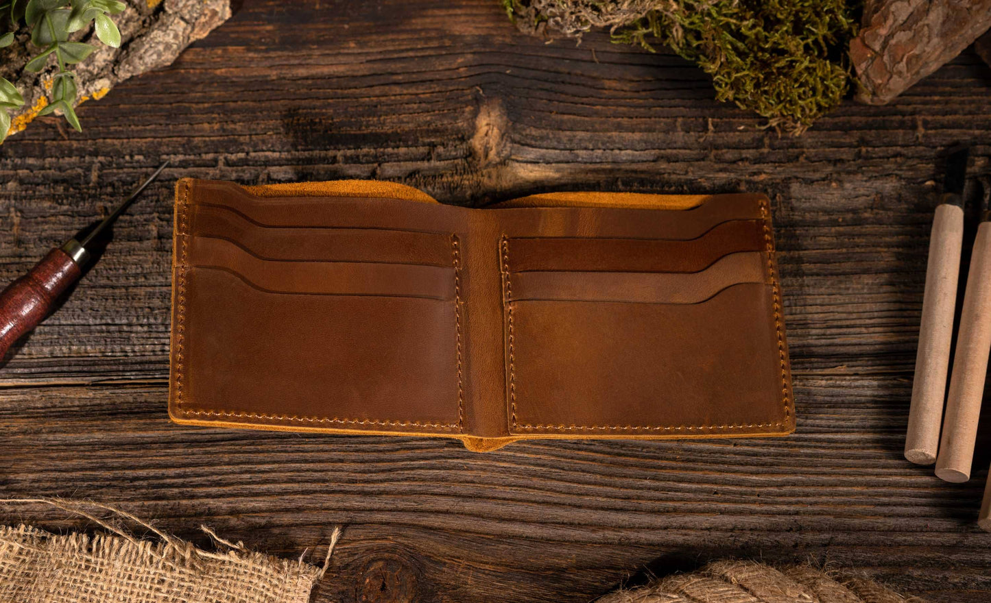 Leather Wallet,  Bifold Wallet, Handmade Wallet for Men