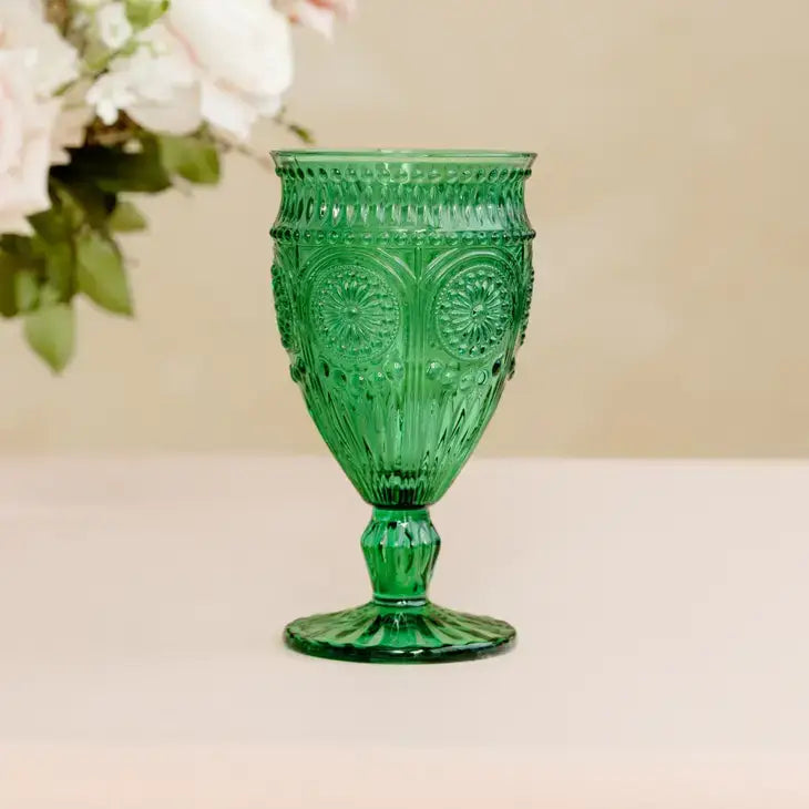 Vintage Style Pressed Glass Wine Goblet
