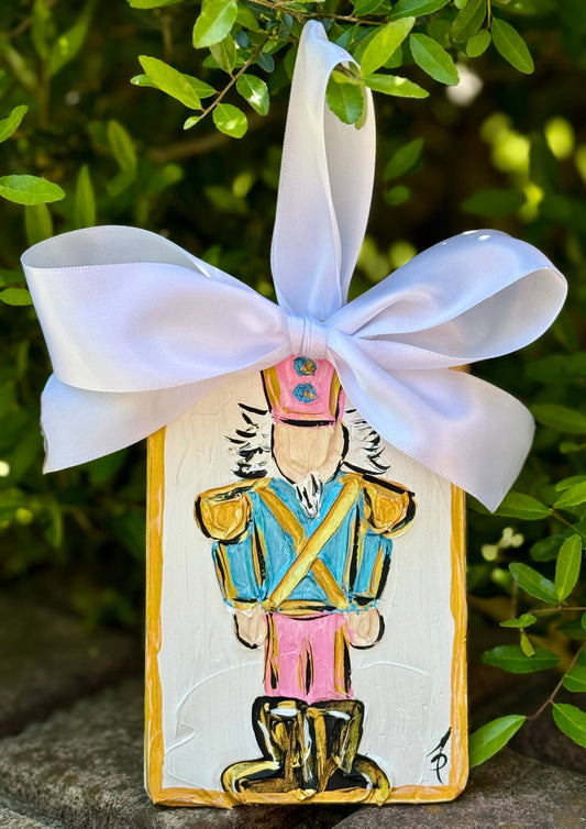 Nutcracker textured hand painted Christmas ornament 