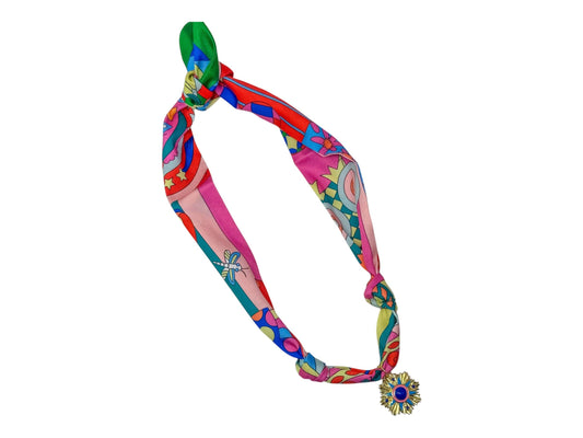 Scarf Charm Necklace - Pink Retro w/ Blue & Pink Burst