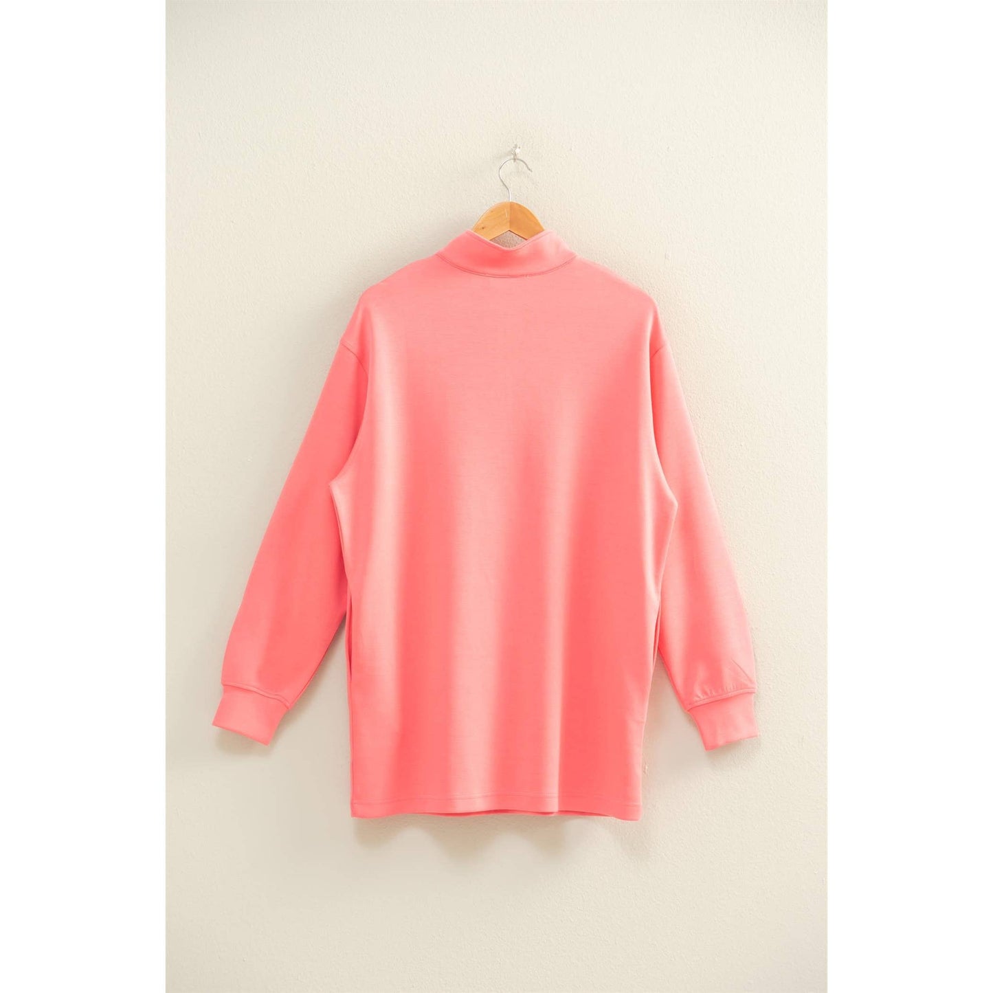 Double Knit Half Zip Up Long Sleeve Mini Dress