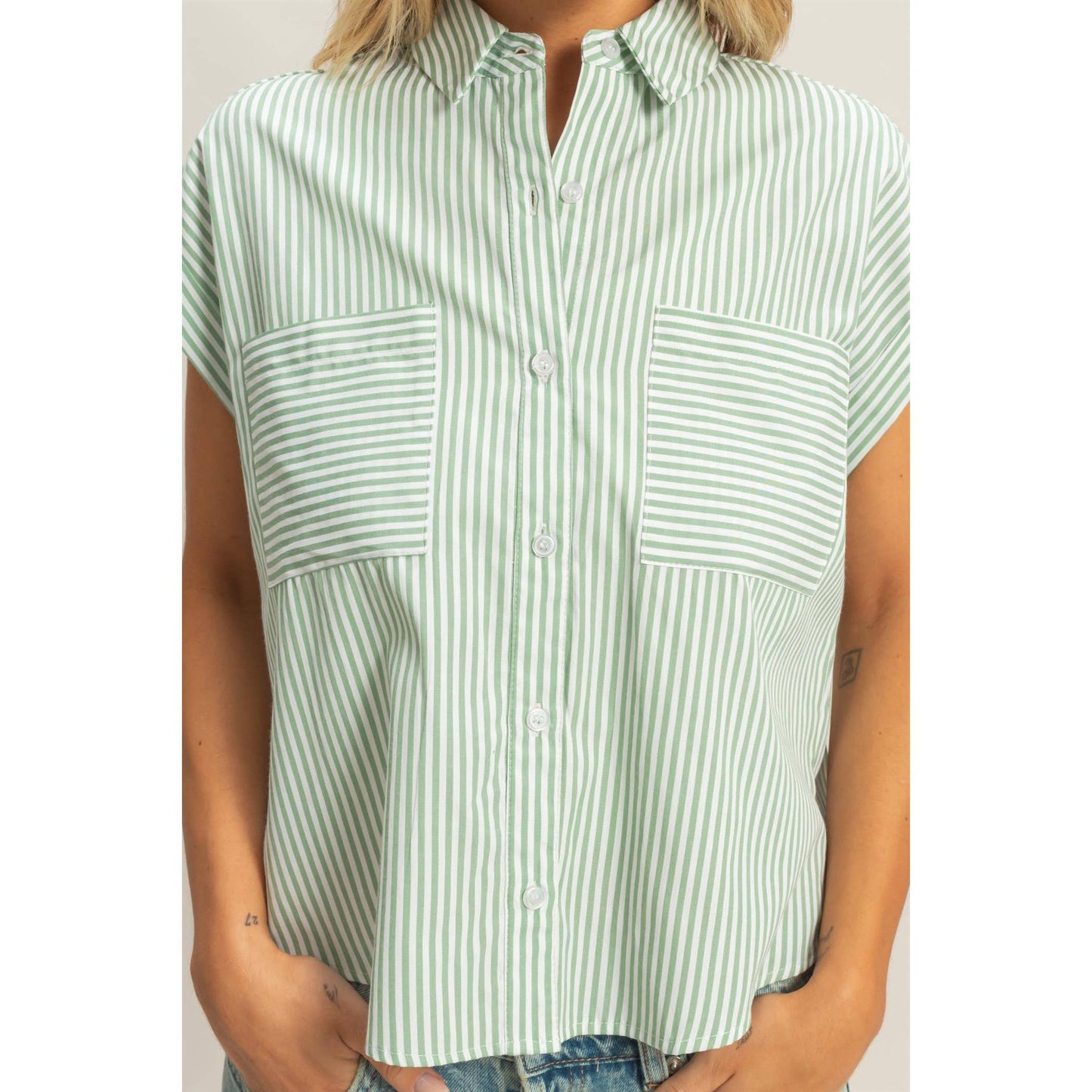 Button-Up Striped Shirt