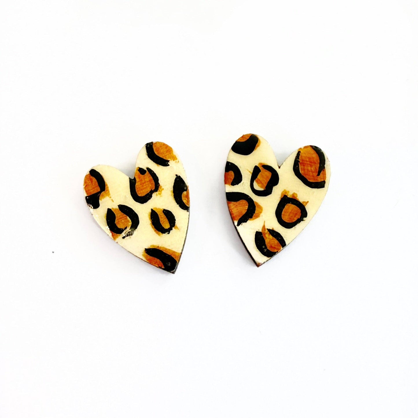 Leopard Print Heart Small Stud Earring - Valentine's Day