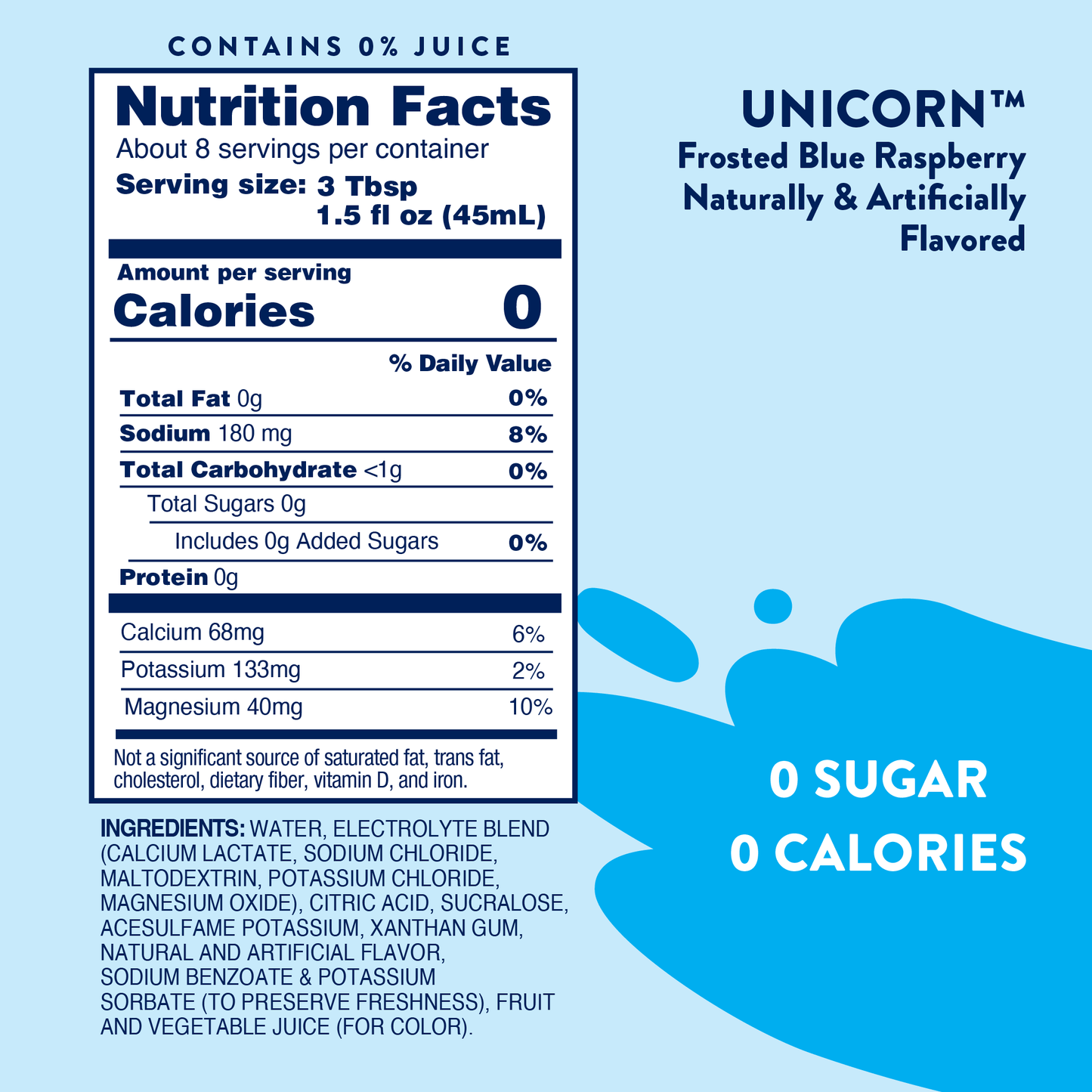 Sugar Free Unicorn Hydration Syrup with Electrolytes 375 ml