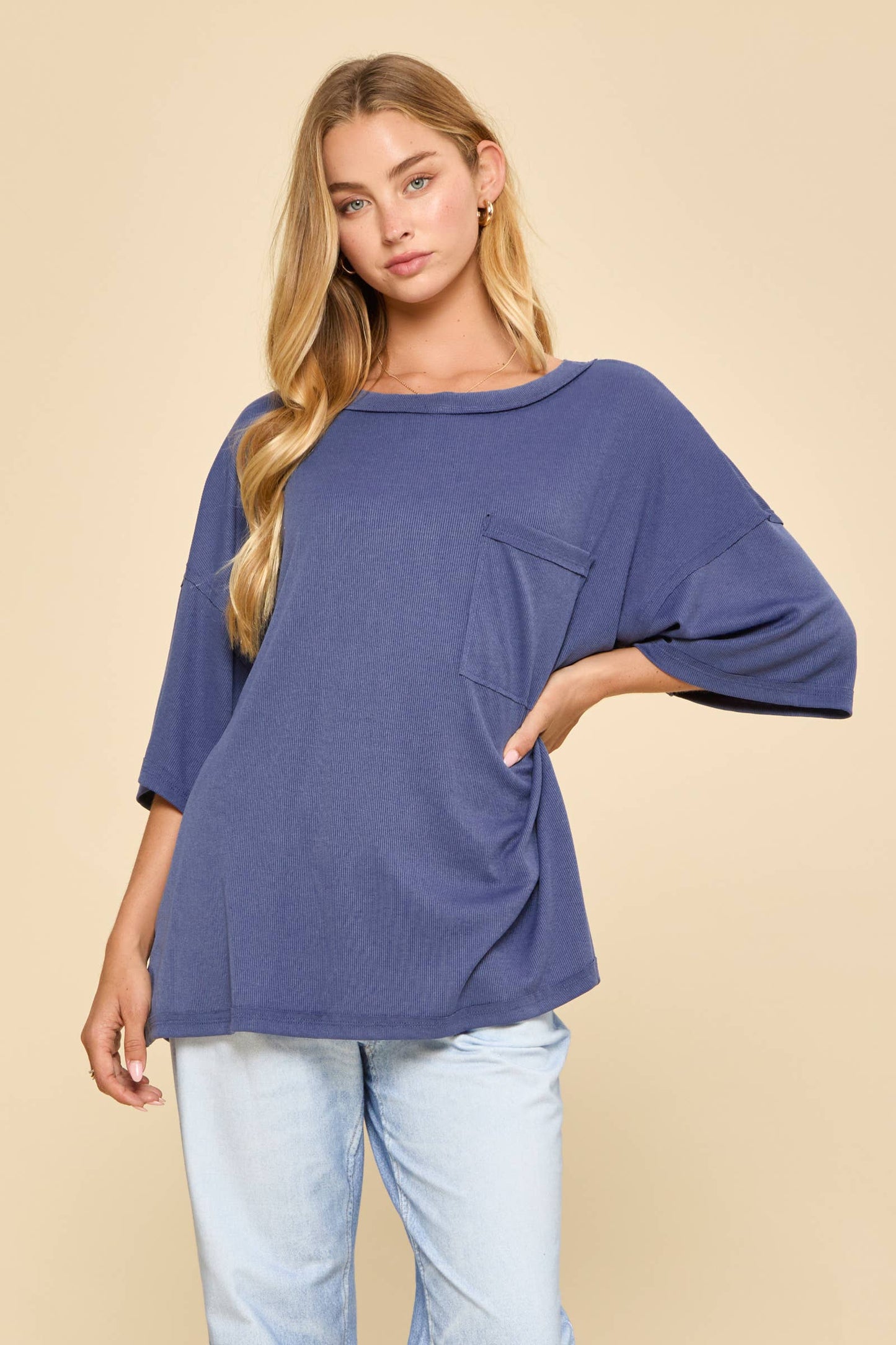 Baby Ribbed Boyfriend Knit Top