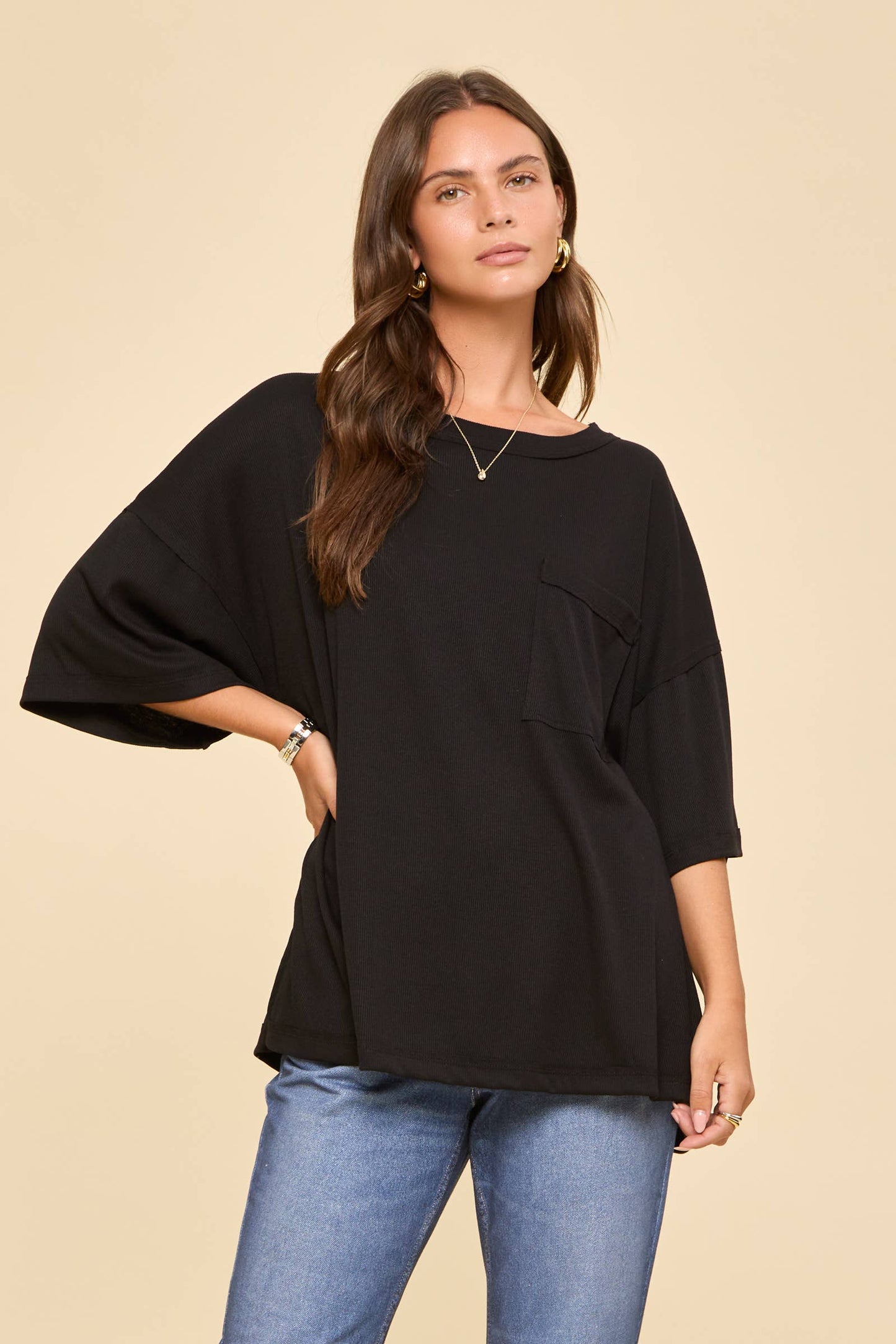 Baby Ribbed Boyfriend Knit Top