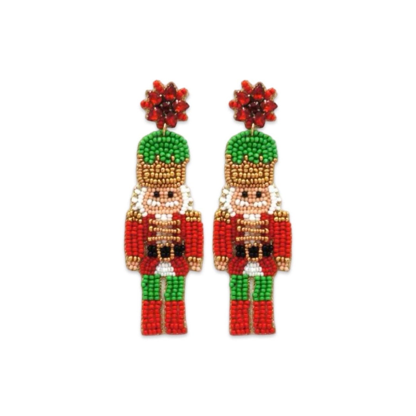 Petite Red + Green Nutcracker | Christmas Earrings