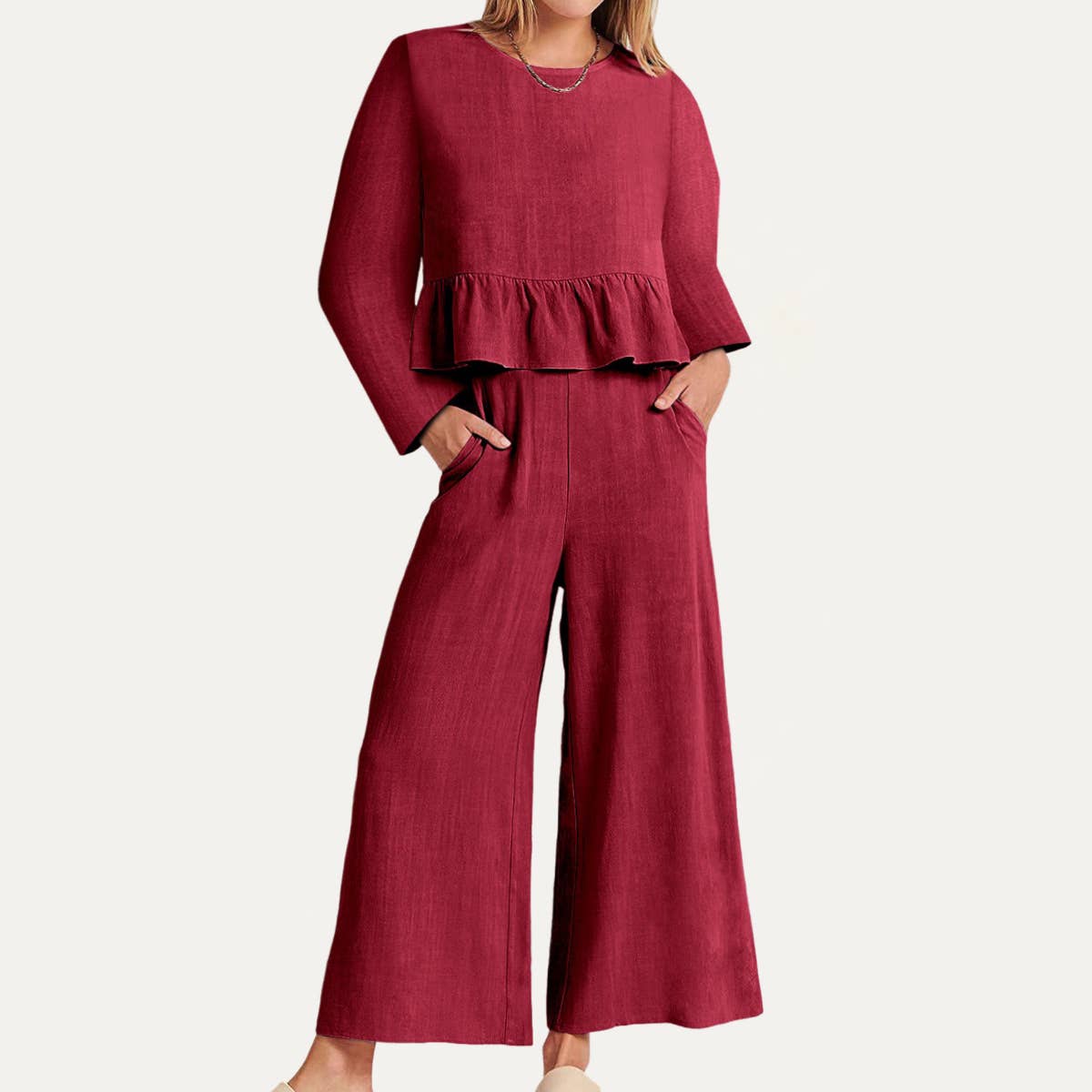 Cozy and Chic Long Sleeve Top and Pants Two-Piece Set
