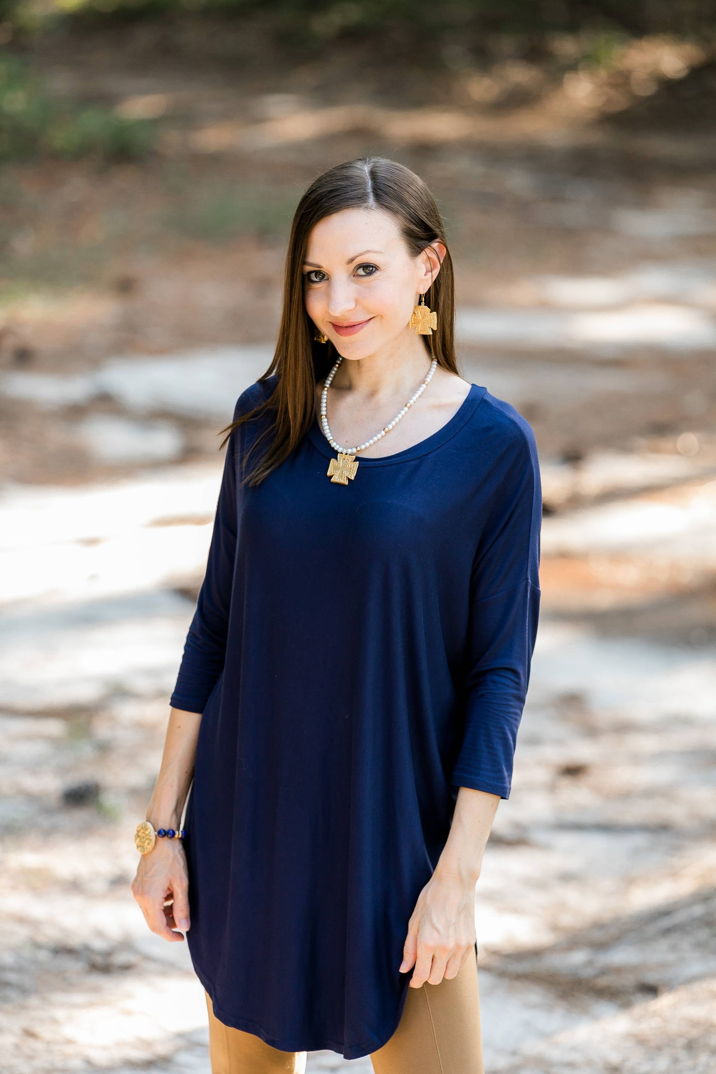 Pearls with the Elizabeth Cross Necklace