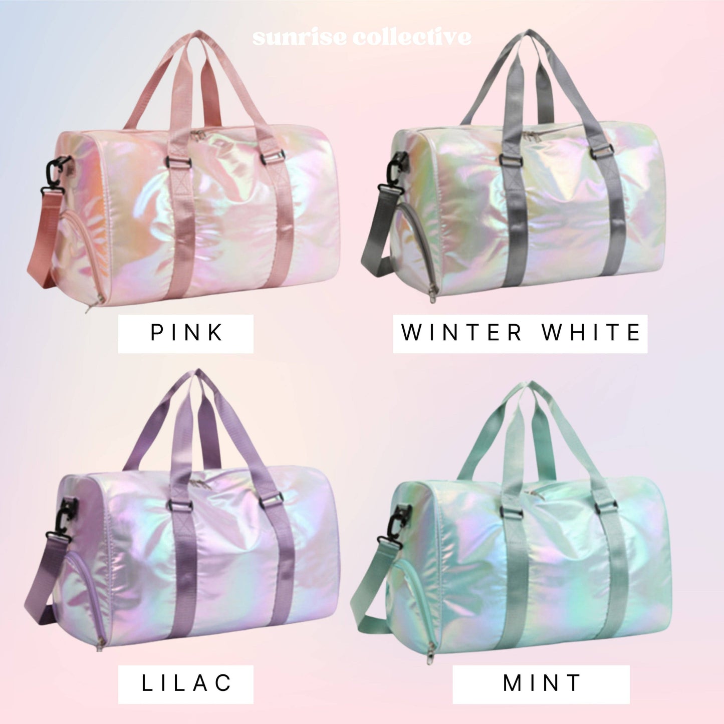 Irridescent Water Resistant Gym Bag with Shoe Compartment