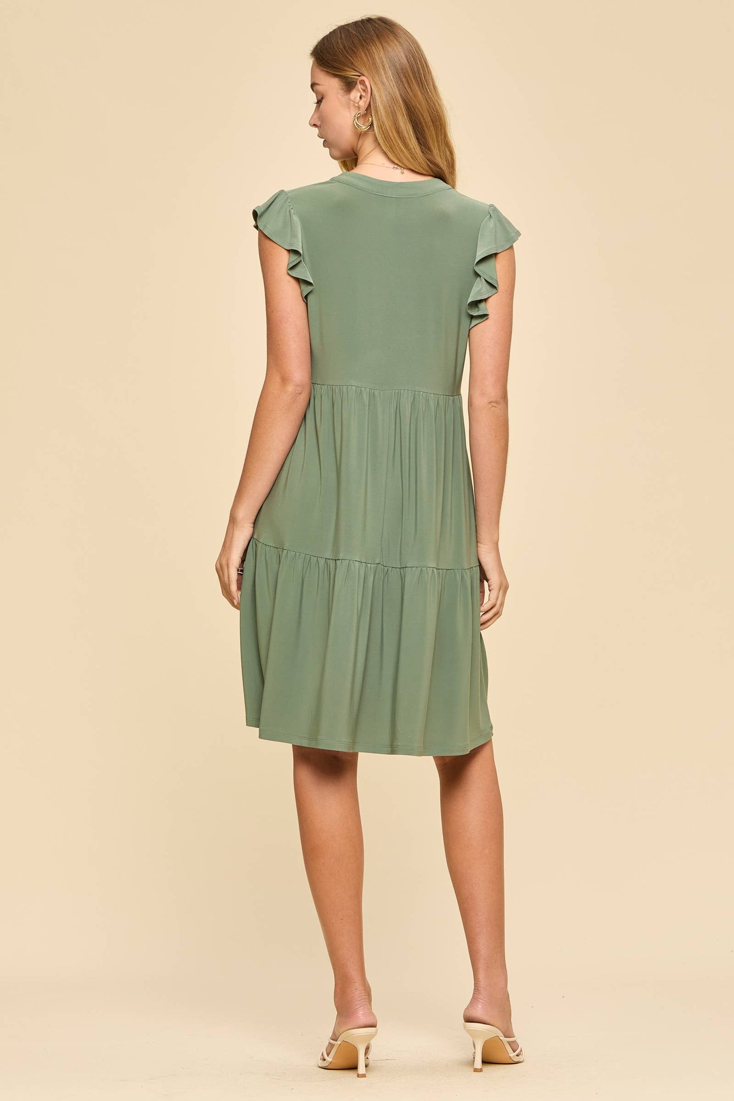 Flutter Sleeve Tiered Forever Dress