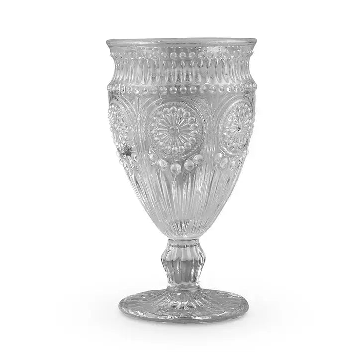 Vintage Style Pressed Glass Wine Goblet