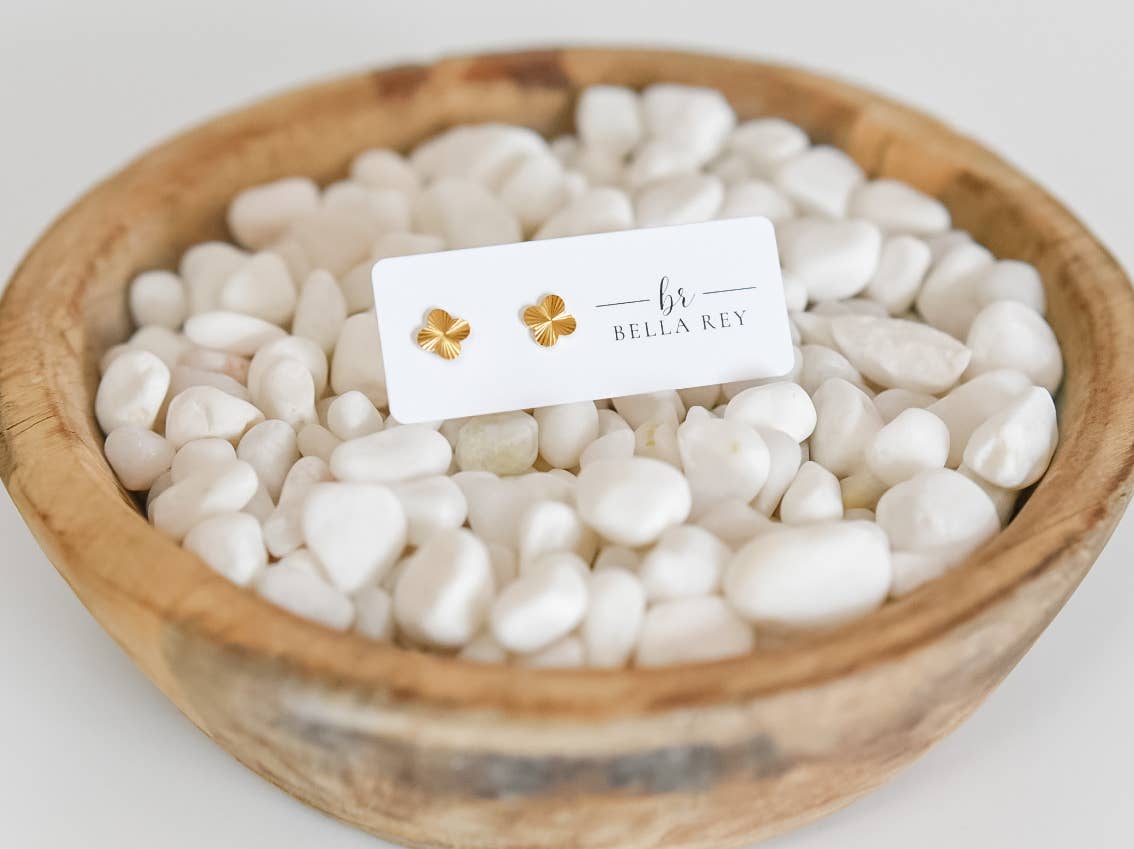 Hartford clover gold plated studs-hypoallergenic