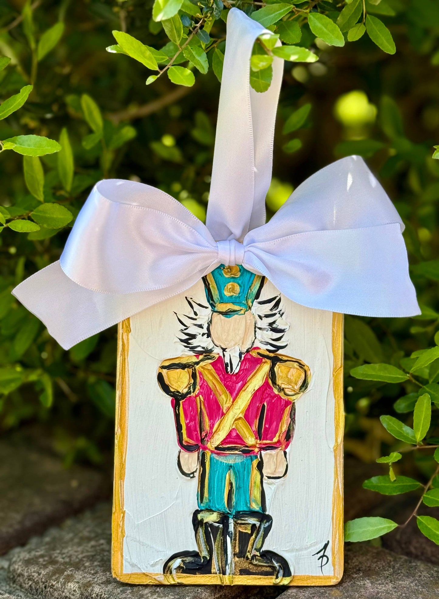Nutcracker textured hand painted Christmas ornament 
