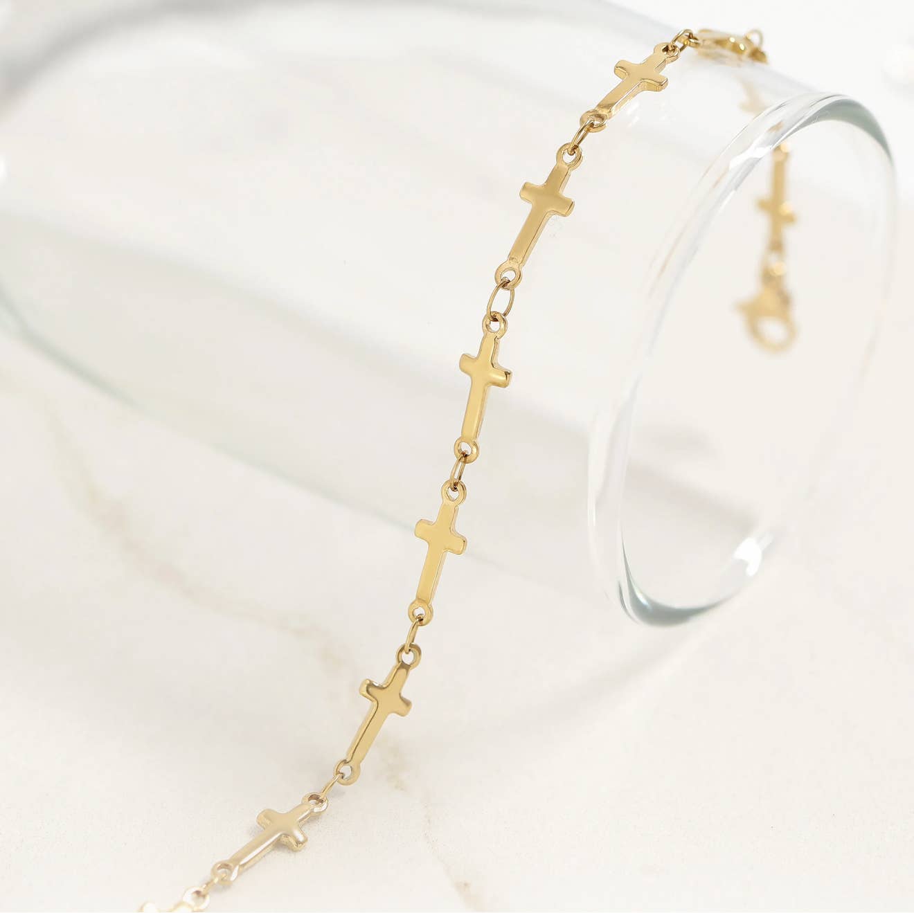 Parker cross charm chain bracelet | 18k gold plated