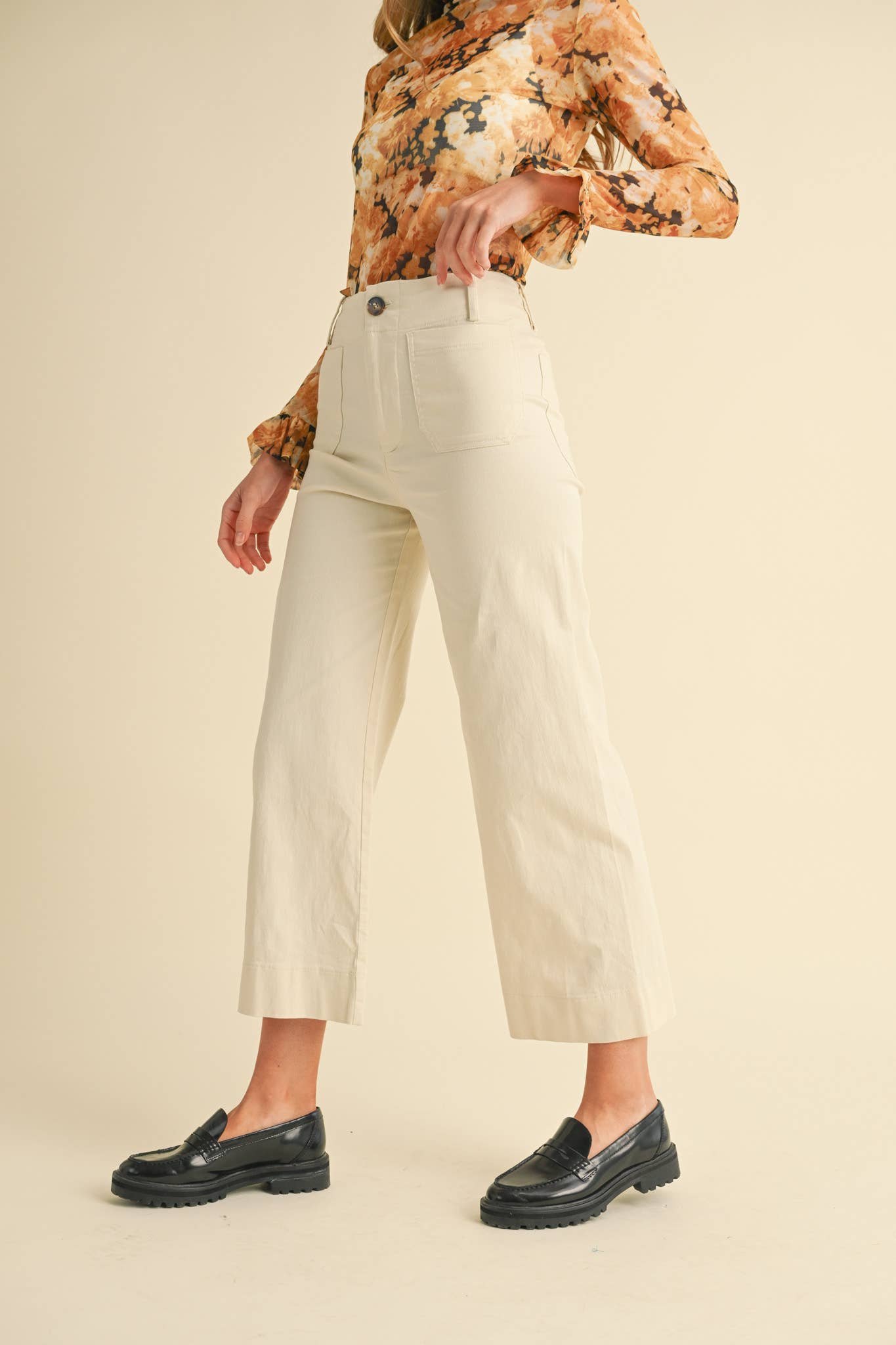 HIGH WAIST CROPPED WIDE LEG PANTS MP3303