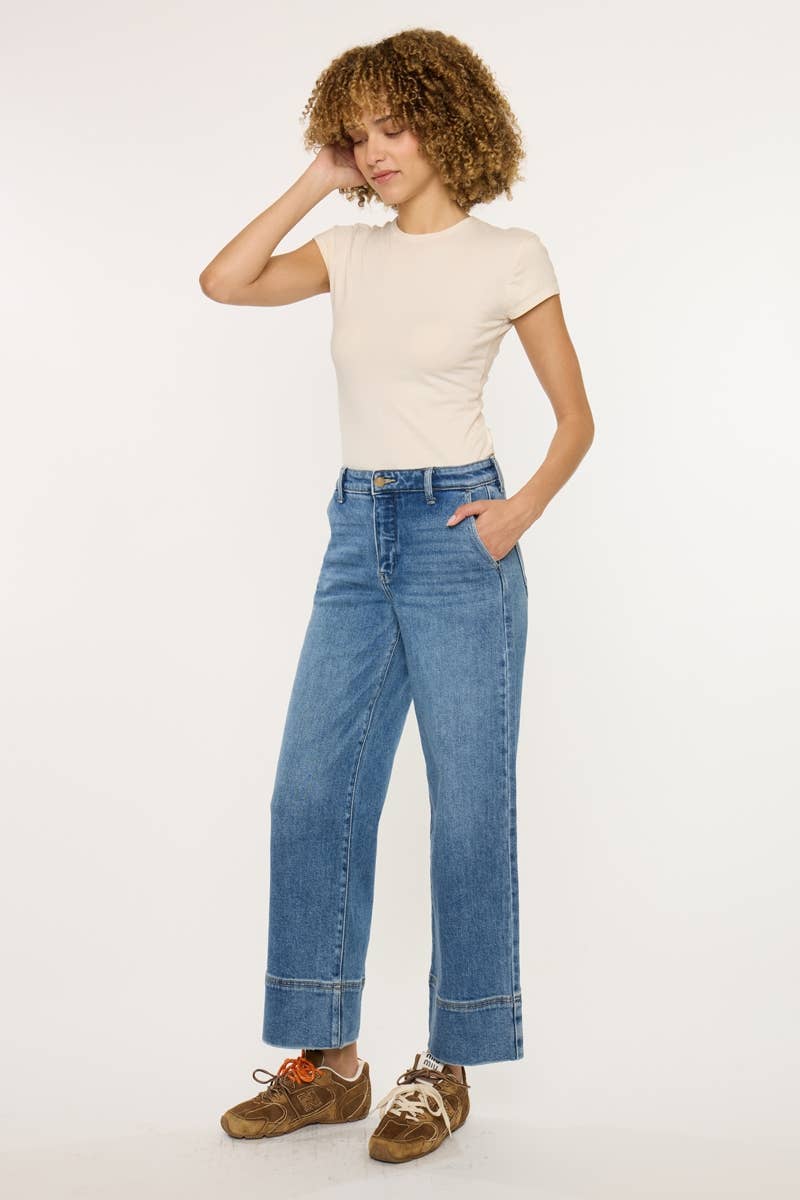 OPEN PACK HIGH RISE CROPPED WIDE LEG JEANS-KC9400D
