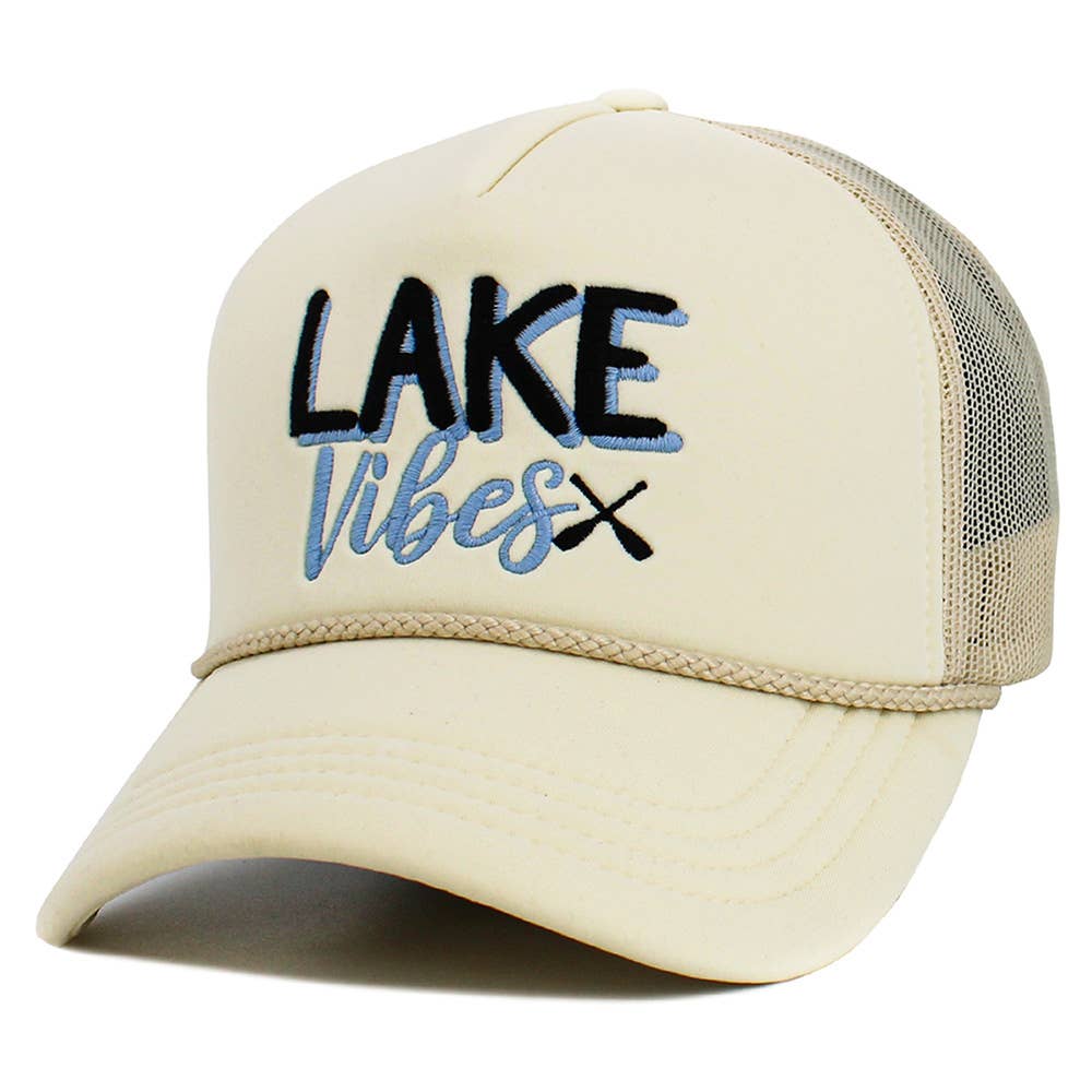 LAKE LIFE Message Embroidered Mesh Back Trucker Hat