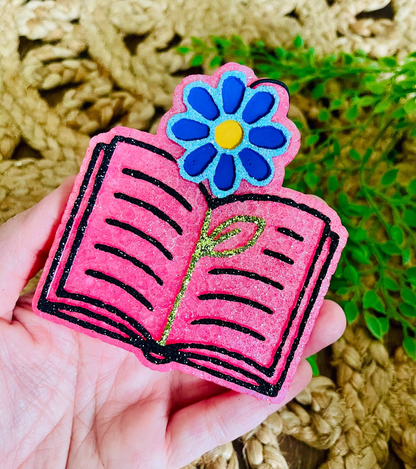 Flower Reading Book Car Freshie