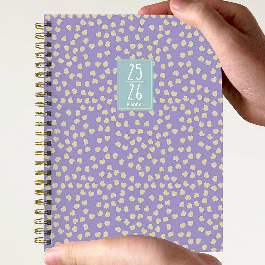July 2025 - June 2026 Purple Polka Weekly Monthly Planner