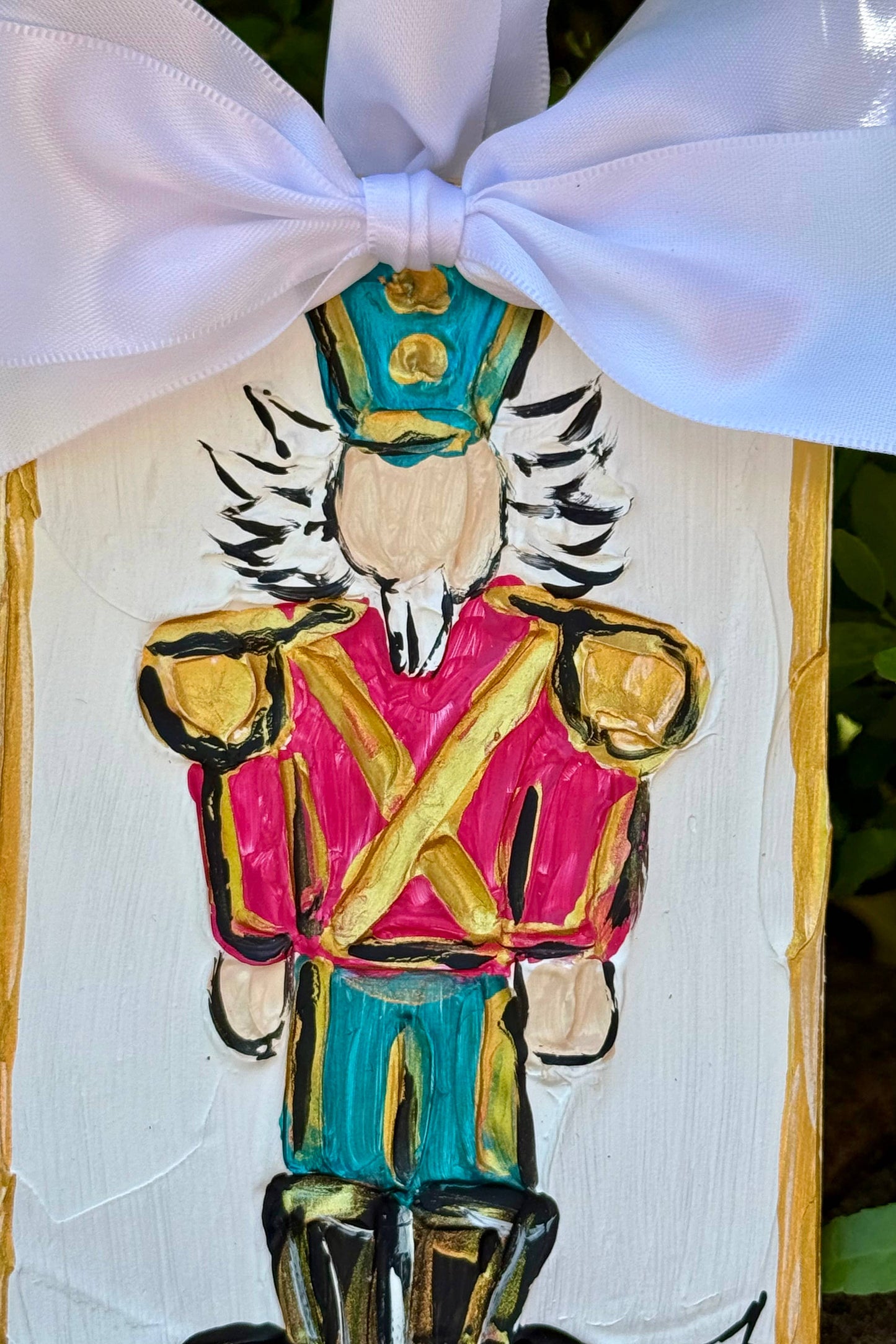 Nutcracker textured hand painted Christmas ornament 