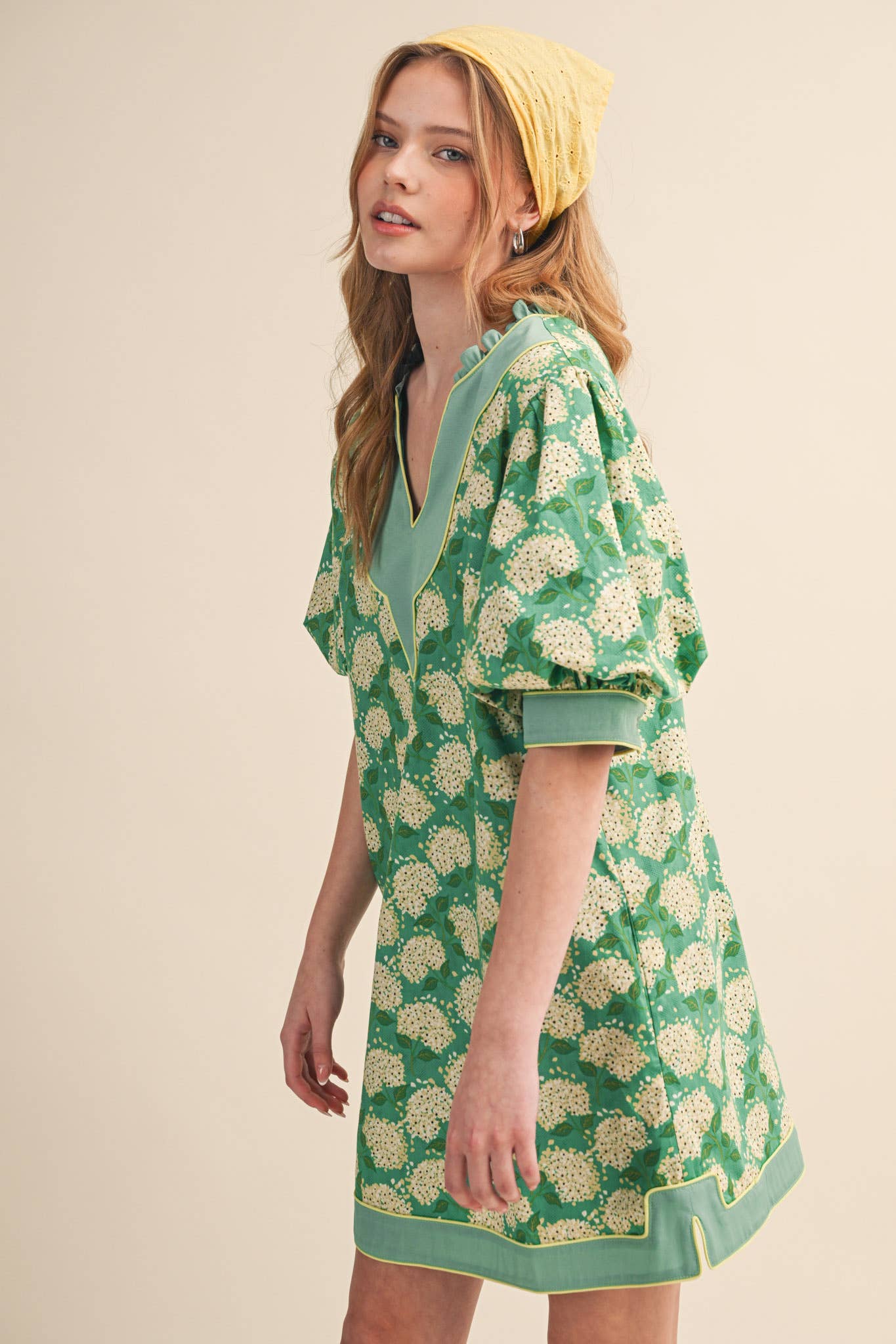 FLORAL PRINT PUFF SLEEVE A-LINE MINI DRESS MDR4855