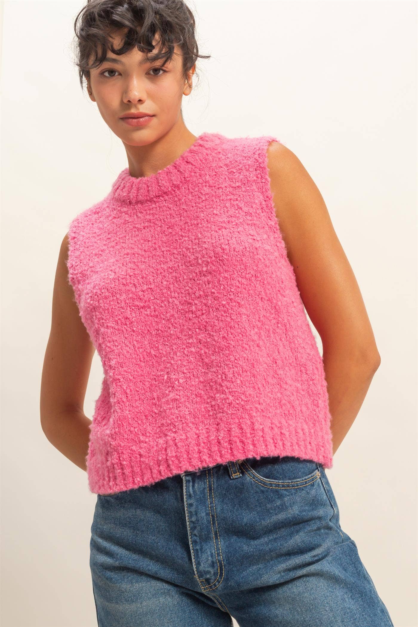 Crew Neck Sleeveless Sweater