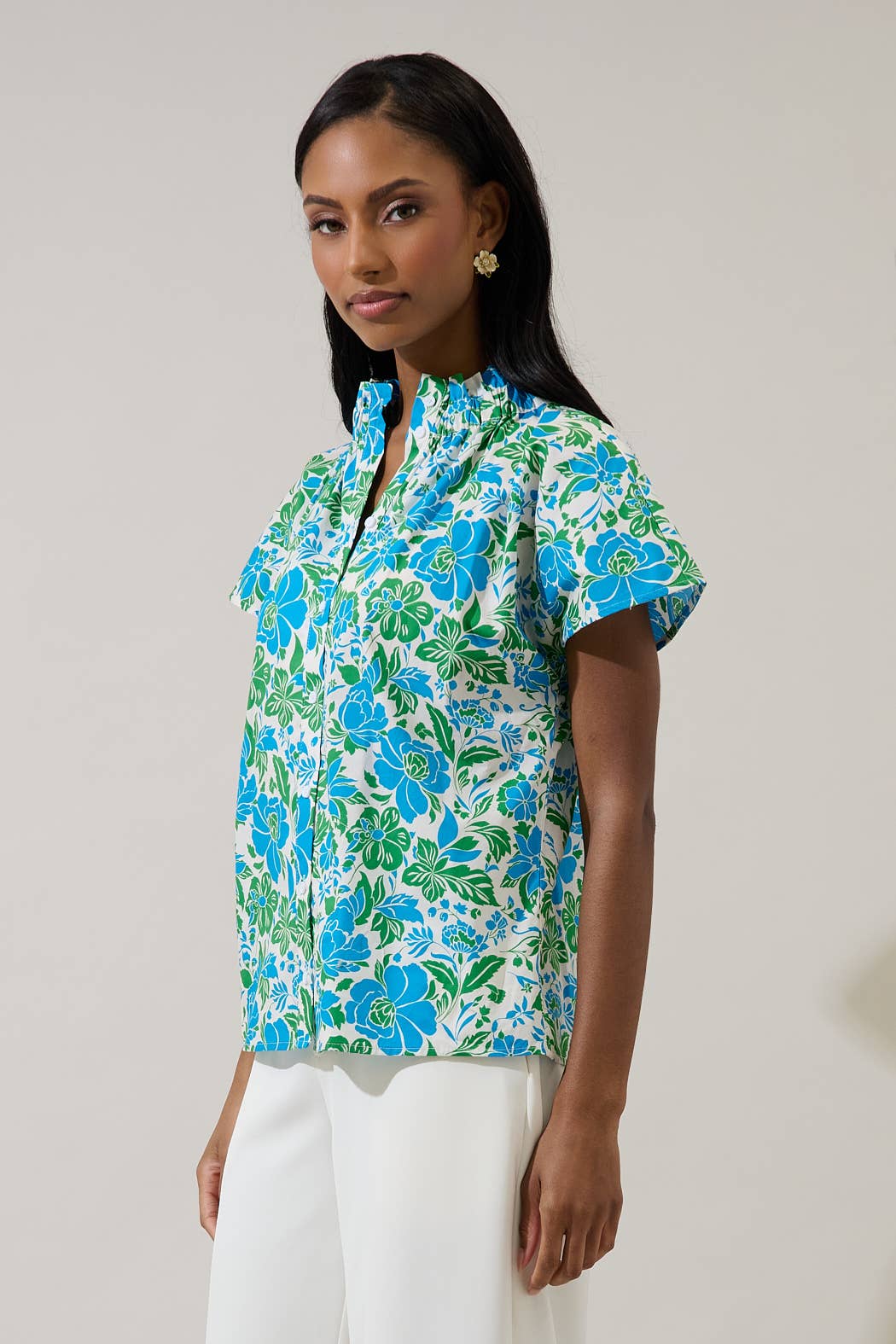 Bivore Floral Patma Mock Neck Top