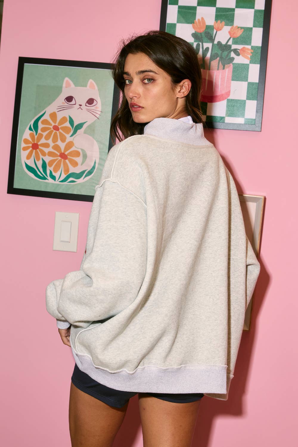 IT2594-GEORGIA 'GEORGIA & GA' Print Reversible Mockneck Swea