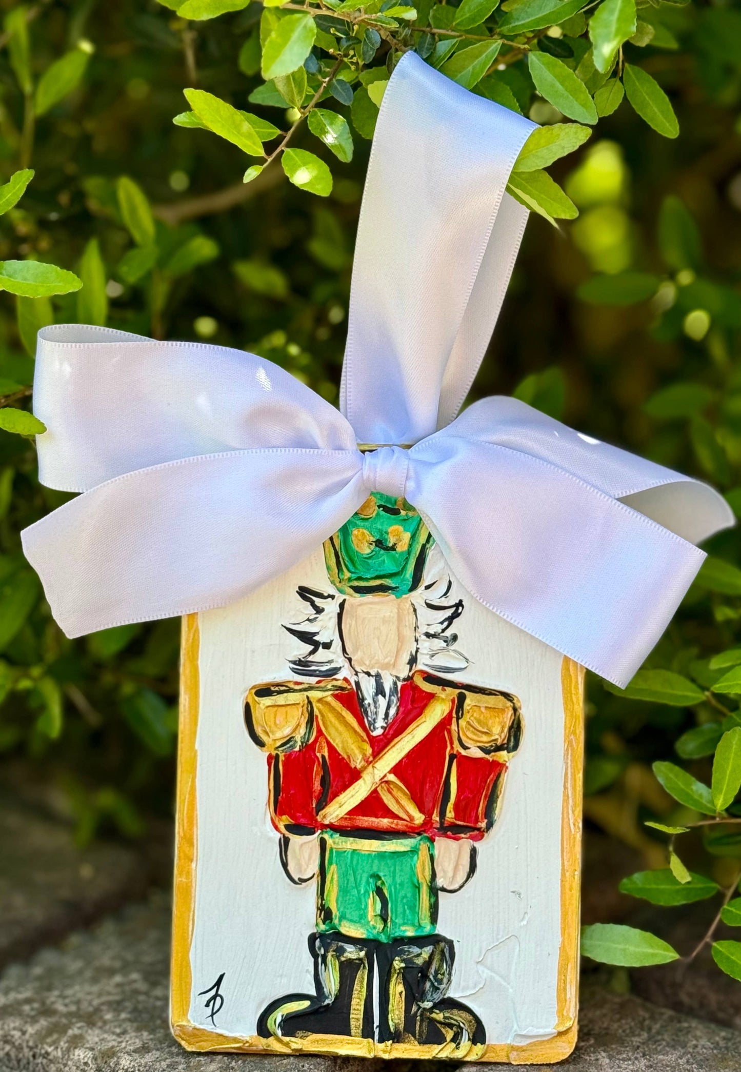 Nutcracker textured hand painted Christmas ornament 