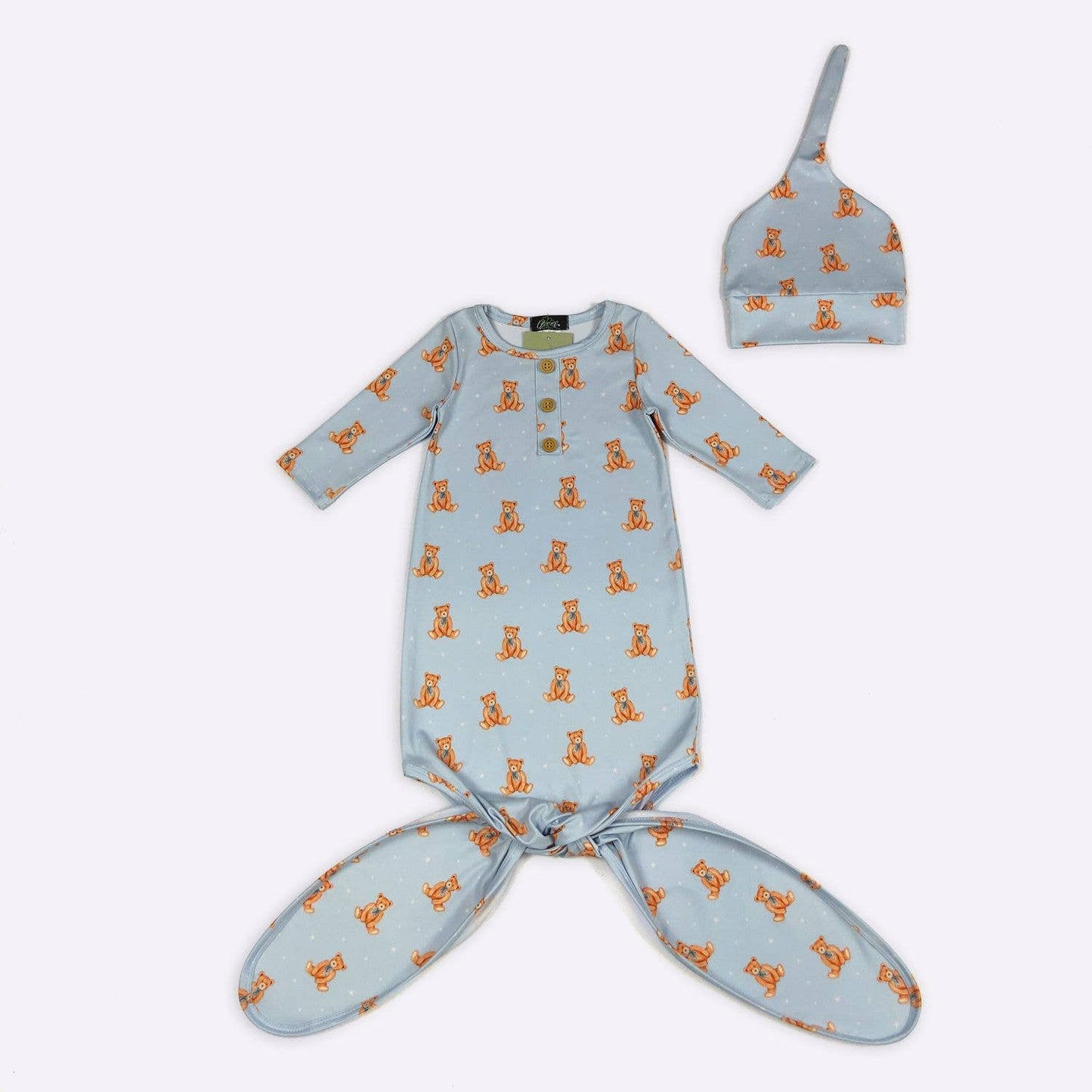 Blue Teddy Mini Baby Knotted Gown