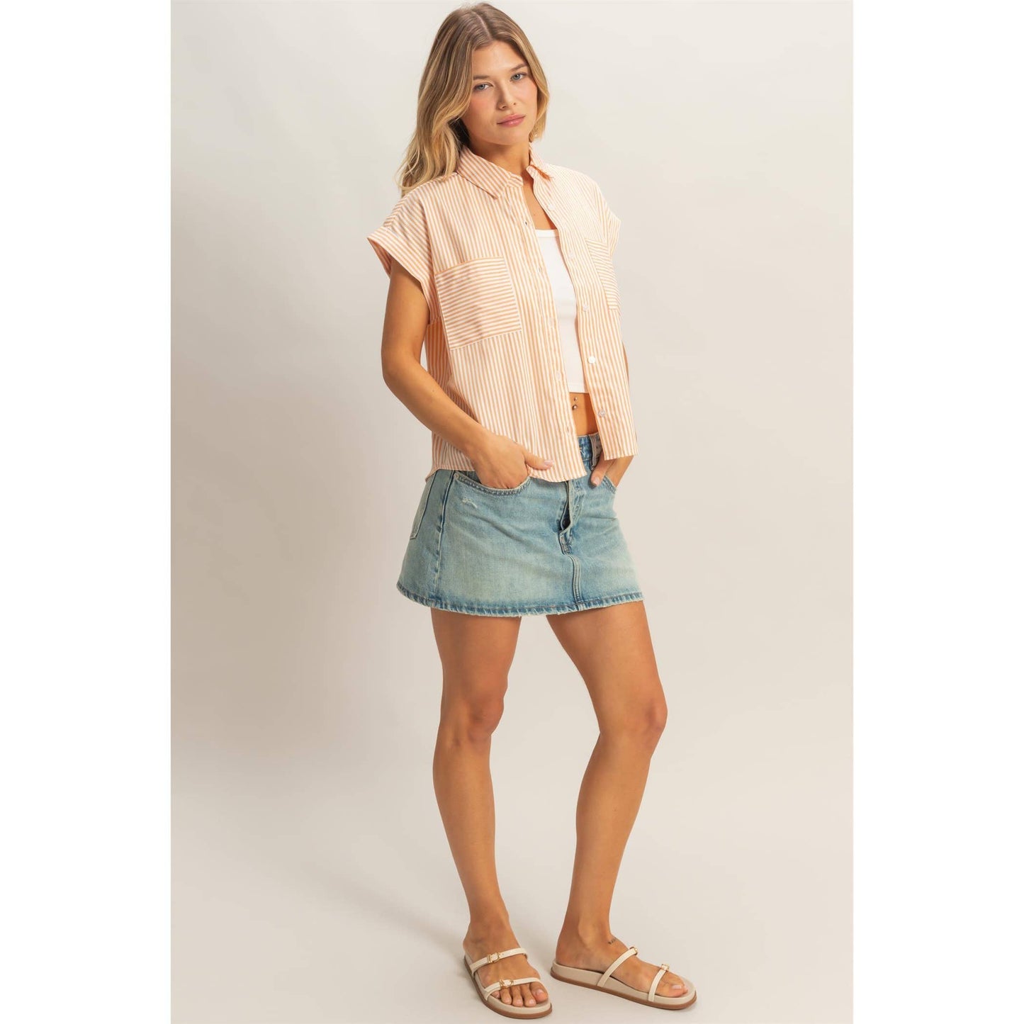 Button-Up Striped Shirt