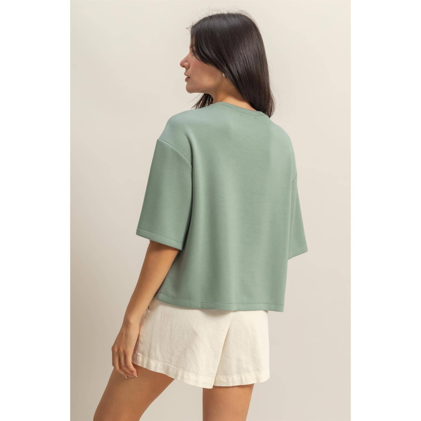 Double Knit Drop Shoulder Everyday Basic Top