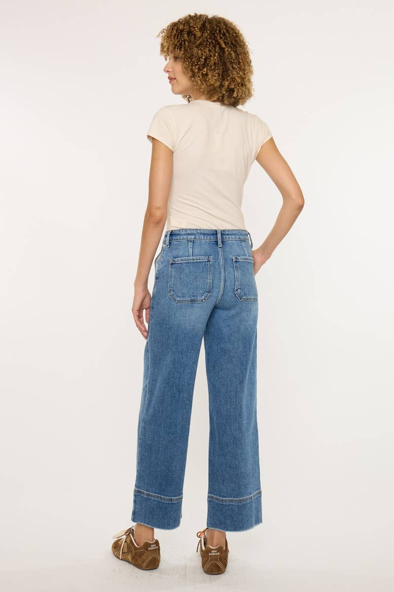 OPEN PACK HIGH RISE CROPPED WIDE LEG JEANS-KC9400D