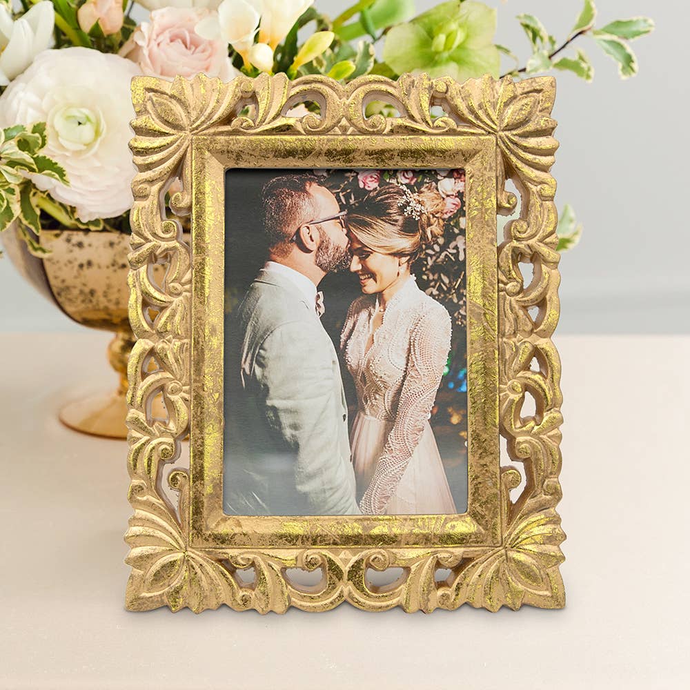 Set of 2 Gold Ornate Wood Decorative Picture Frames -2 Sizes